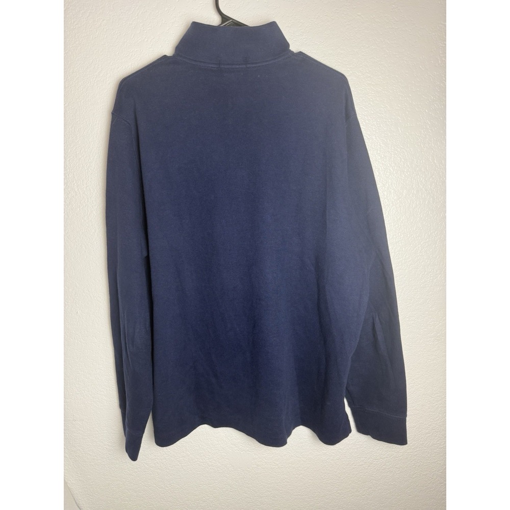 Polo Ralph Lauren Mens Large Quarter Zip Pullover Sweater Navy Red Pony - Picture 3 of 8